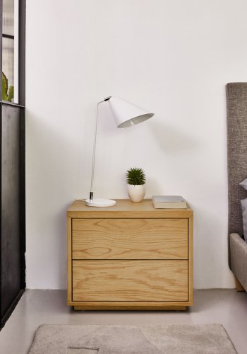 KAVE HOME Abilen sengebord, m. 2 skuffer - natur egetrsfinér (53x36)