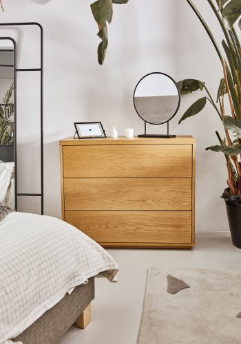 KAVE HOME Abilen kommode, m. 3 skuffer - natur egetrsfinér