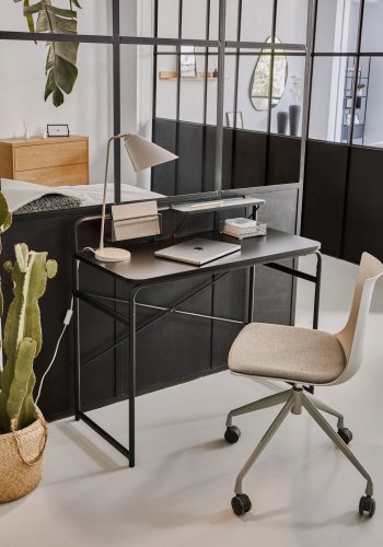 KAVE HOME rektangulr Foreman skrivebord - sort melamin og metal (98x48)