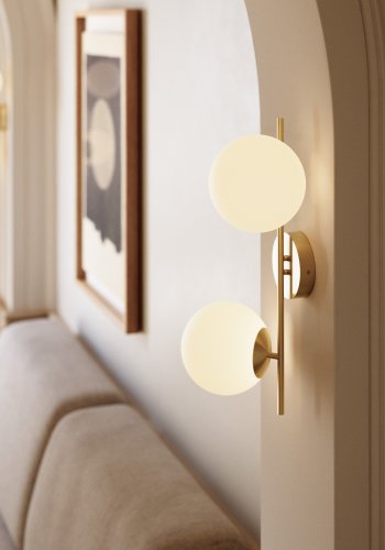 KAVE HOME Mahala vglampe - hvid matteret glas og messing stl