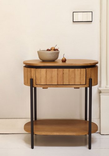 KAVE HOME Licia sengebord, m. 1 hylde og 1 skuffe - natur mangotr (55x35)