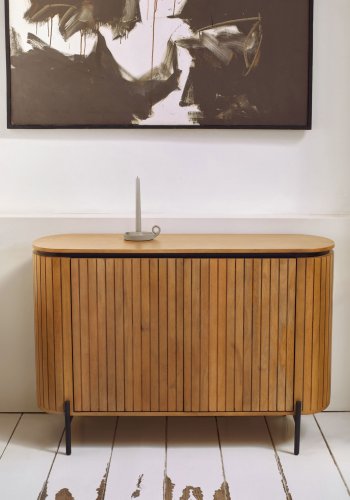 KAVE HOME Licia sknk, m. 2 lger og 1 hylde - natur mangotr og jern (120x45)