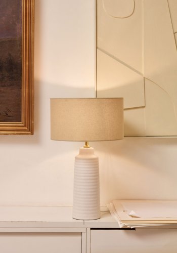 KAVE HOME Mijal bordlampe - hr, messing og hvid keramik