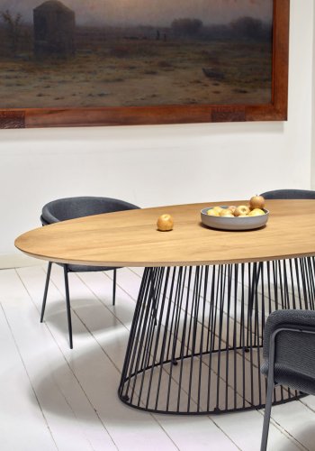 KAVE HOME Leska spisebord, ovalt - massivt mangotr og sort jern (200x110)