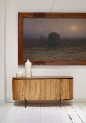 KAVE HOME Licia sknk, m. 4 lger og 8 rum - natur mangotr og sort metal (170x80)