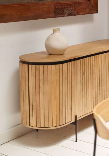 KAVE HOME Licia sknk, m. 4 lger og 8 rum - natur mangotr og sort metal (170x80)