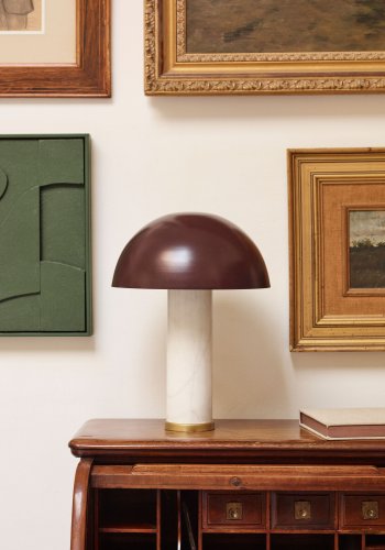 KAVE HOME Zorione bordlampe - hvid marmor og brun metal