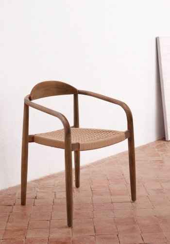 KAVE HOME Beige Glynis spisebordsstol, m. armln - eukalyptustr