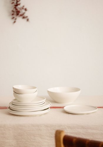 KAVE HOME Pahi stor skl, rund - hvid porceln (24)