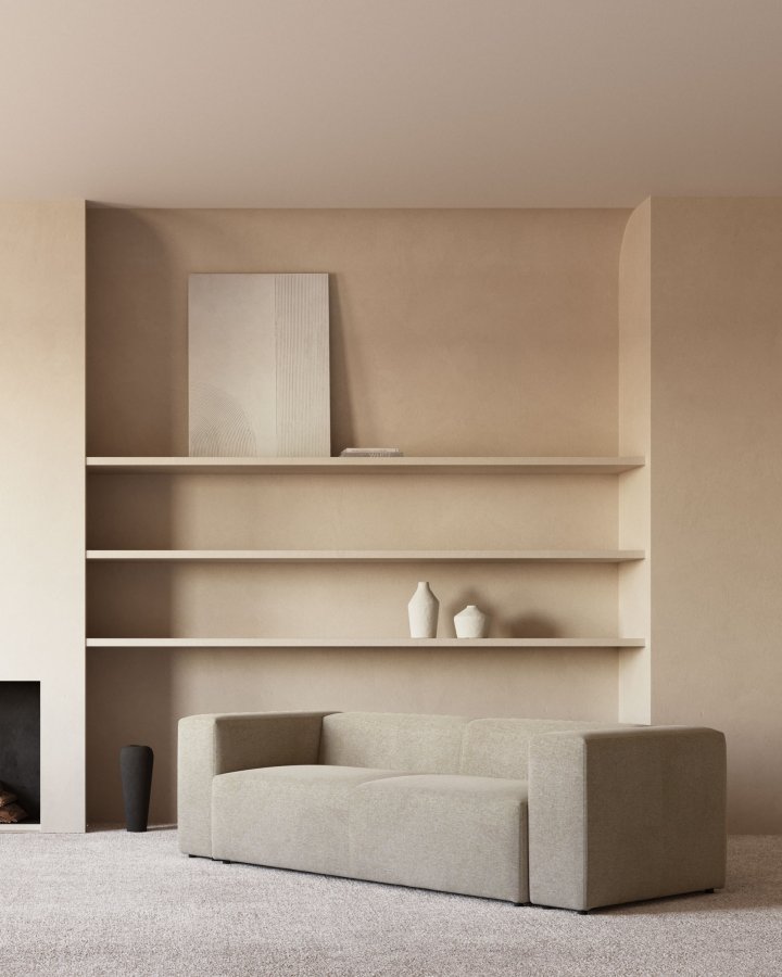 KAVE HOME Blok 3 pers. sofa - beige polyester og stl