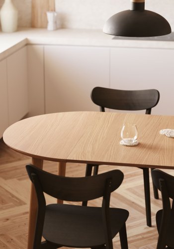 KAVE HOME Oakland spisebord, m. 2 tillgsplader - natur egefinér og natur gummitr (160(260)x100)