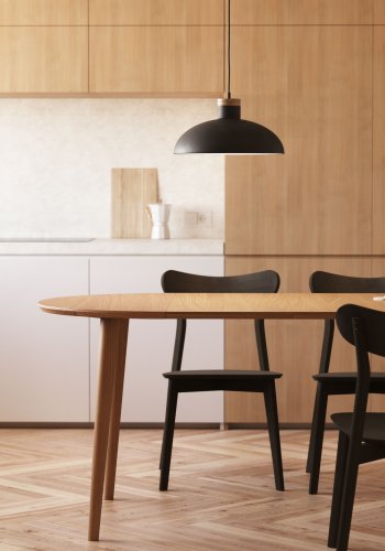 KAVE HOME Margot loftlampe - sort/natur metal/tr, rund (38)