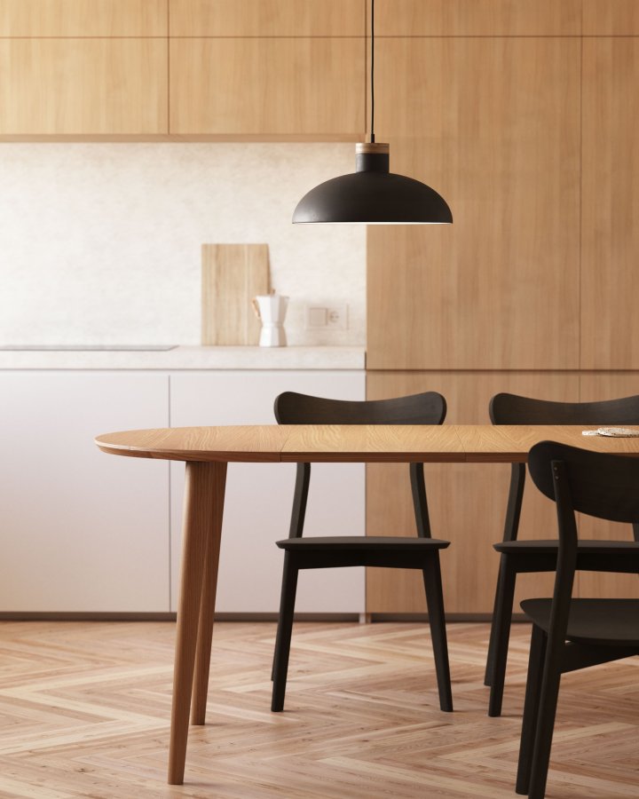 KAVE HOME Margot loftlampe - sort/natur metal/tr, rund (38)