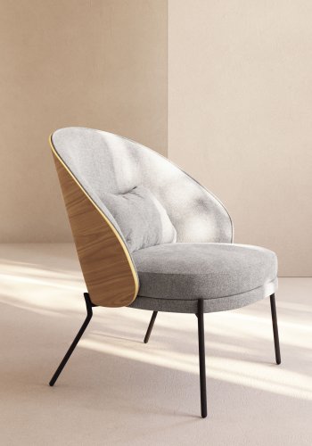 KAVE HOME Eamy lnestol - lysegr stof, natur askefinér og sort stl