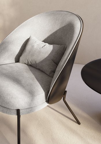 KAVE HOME Eamy lnestol - lysegr stof, sort askefinér og sort stl