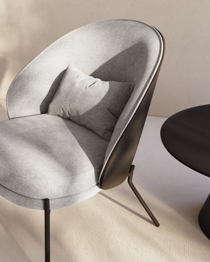 KAVE HOME Eamy lnestol - lysegr stof, sort askefinér og sort stl