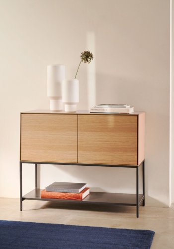 KAVE HOME Vedrana sknk, m. 2 lger og 3 hylder - natur egefiner og sort stl