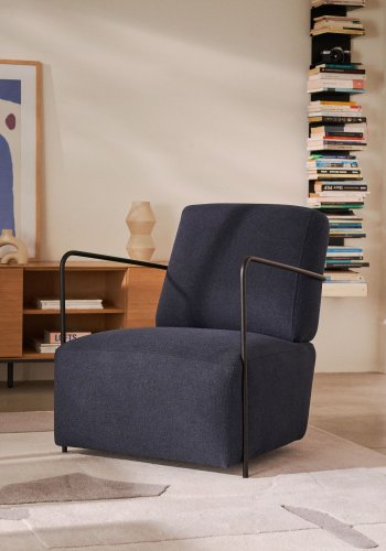 KAVE HOME Gamer lnestol - bl stof og sort stl