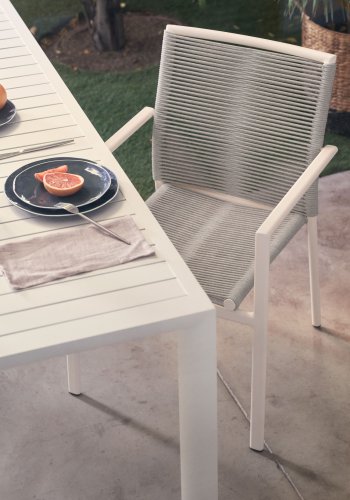 KAVE HOME Culip havestol, m. armln - gr reb og hvid aluminium