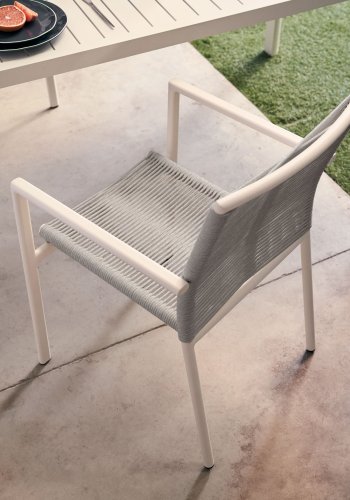 KAVE HOME Culip havestol, m. armln - gr reb og hvid aluminium