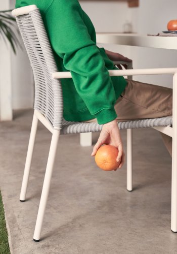 KAVE HOME Culip havestol, m. armln - gr reb og hvid aluminium