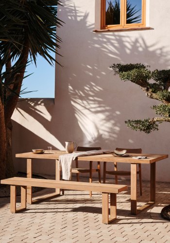 KAVE HOME Canadell udendrs bnk, rektangulr - natur genbrugs teaktr (210x35)