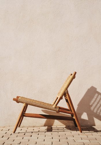 KAVE HOME Codolar lnestol, til inde og ude - natur syntetisk flet og teaktr