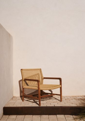 KAVE HOME Sabolla havestol, m. armln - natur syntetisk flet og teaktr