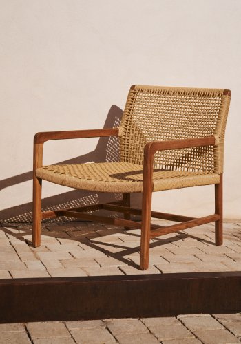 KAVE HOME Sabolla havestol, m. armln - natur syntetisk flet og teaktr