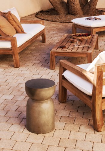 KAVE HOME Forcanera stol, m. hvid hynde - brun teaktr