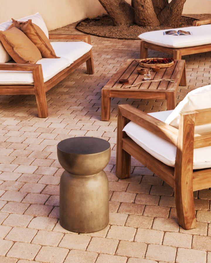 KAVE HOME Forcanera stol, m. hvid hynde - brun teaktr