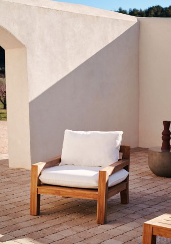 KAVE HOME Forcanera stol, m. hvid hynde - brun teaktr