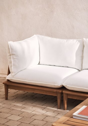 KAVE HOME Portitxol 2 hjrnelnestole, 2 lnestole og 2 sofaborde - natur teaktr (st med 6)