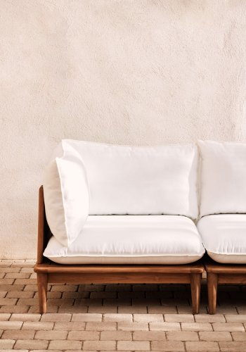 KAVE HOME Portitxol 2 hjrnelnestole, 2 lnestole og 2 sofaborde - natur teaktr (st med 6)