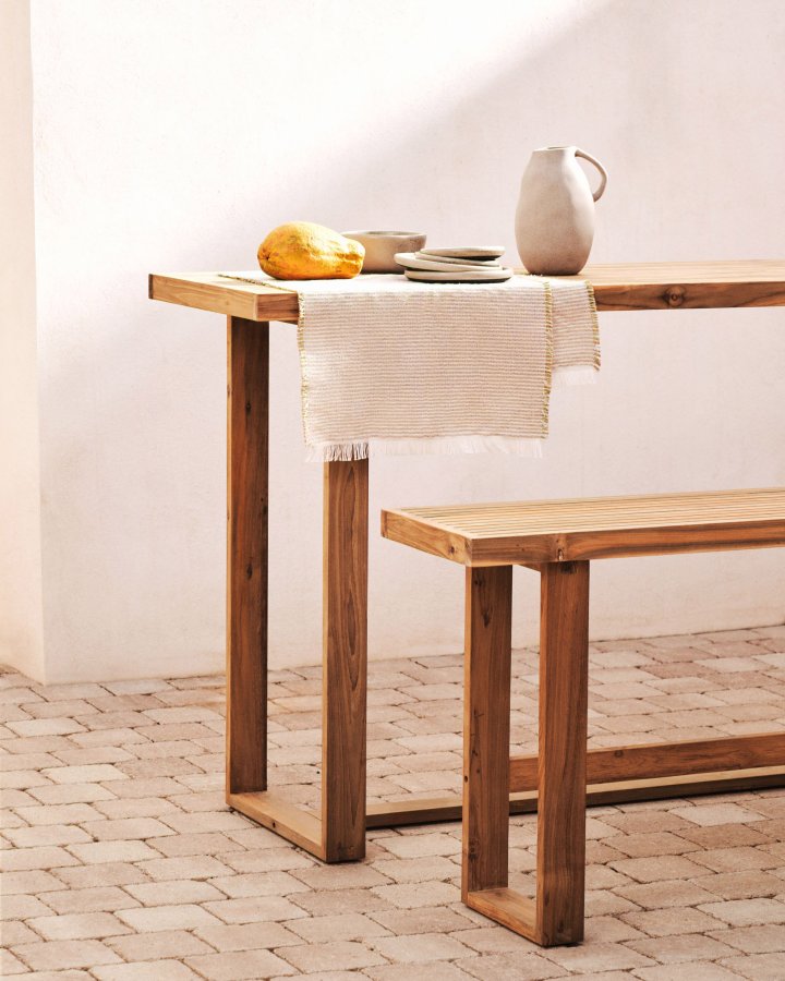 KAVE HOME Canadell udendrs barbord, rektangulr - natur genbrugs teaktr (140x70)