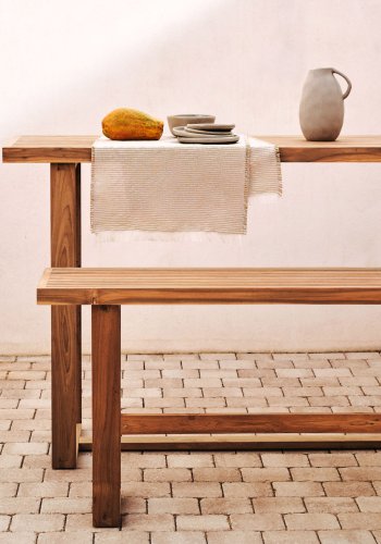 KAVE HOME Canadell udendrs bnk, rektangulr - natur genbrugs teaktr (130x35)