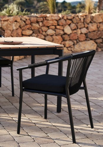 KAVE HOME Xelida havestol, m. sort stofhynde - sort reb og sort aluminium