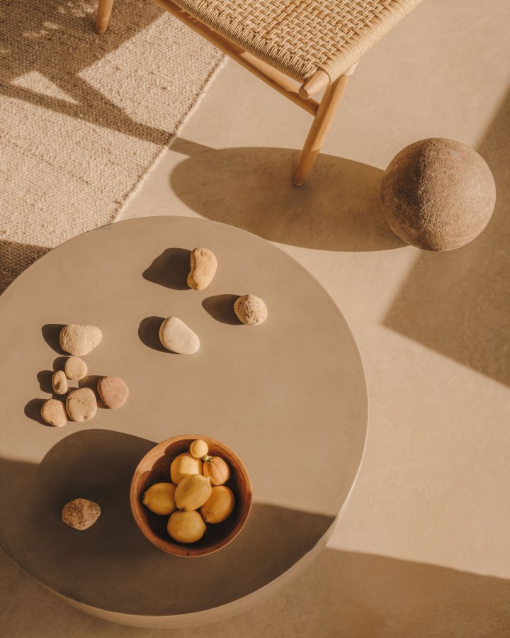 KAVE HOME Garbet sofabord, til inde og ude, rund - gr fibercement (60)