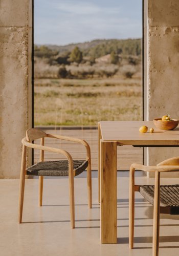 KAVE HOME Glynis armstol - mrkegr/natur polyester/eukalyptustr, m. armln