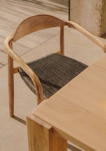 KAVE HOME Glynis armstol - mrkegr/natur polyester/eukalyptustr, m. armln