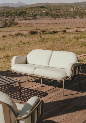 KAVE HOME Joncols 2 pers. havesofa, m. beige hynder - grn aluminium