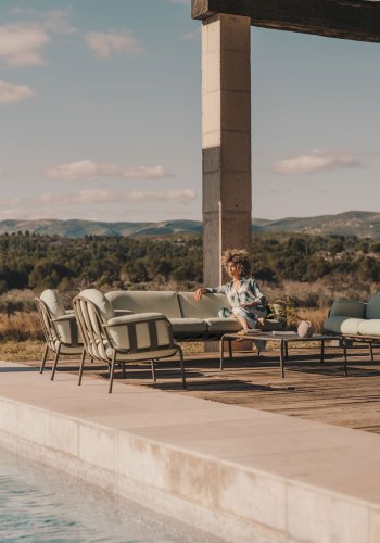 KAVE HOME Joncols 3 pers. havesofa, m. beige hynder - grn aluminium