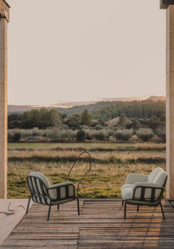 KAVE HOME Joncols havestol, m. beige hynder - grn aluminium