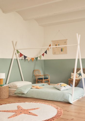 KAVE HOME Maralis tipi brneseng - hvid bgetr (til 90x190 cm madras)