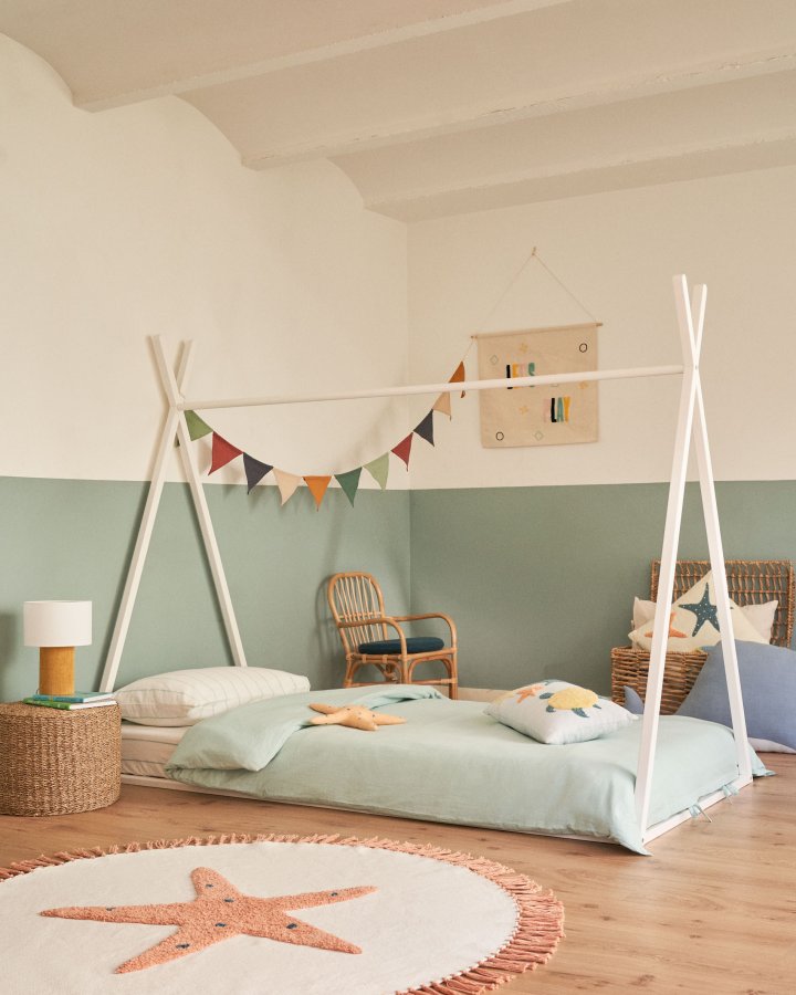 KAVE HOME Maralis tipi brneseng - hvid bgetr (til 90x190 cm madras)