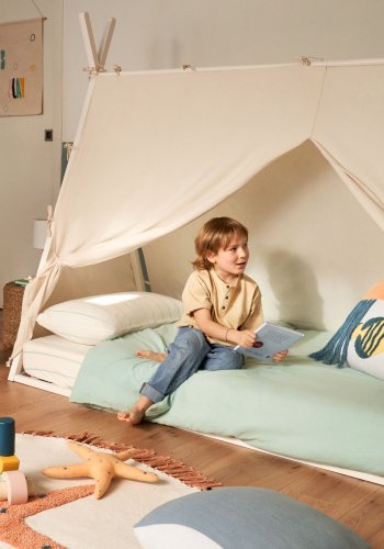 KAVE HOME Maralis tipi brneseng - hvid bgetr (til 90x190 cm madras)