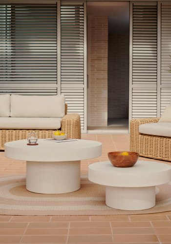 KAVE HOME Aiguablava sofabord, rund - hvid cement (66)