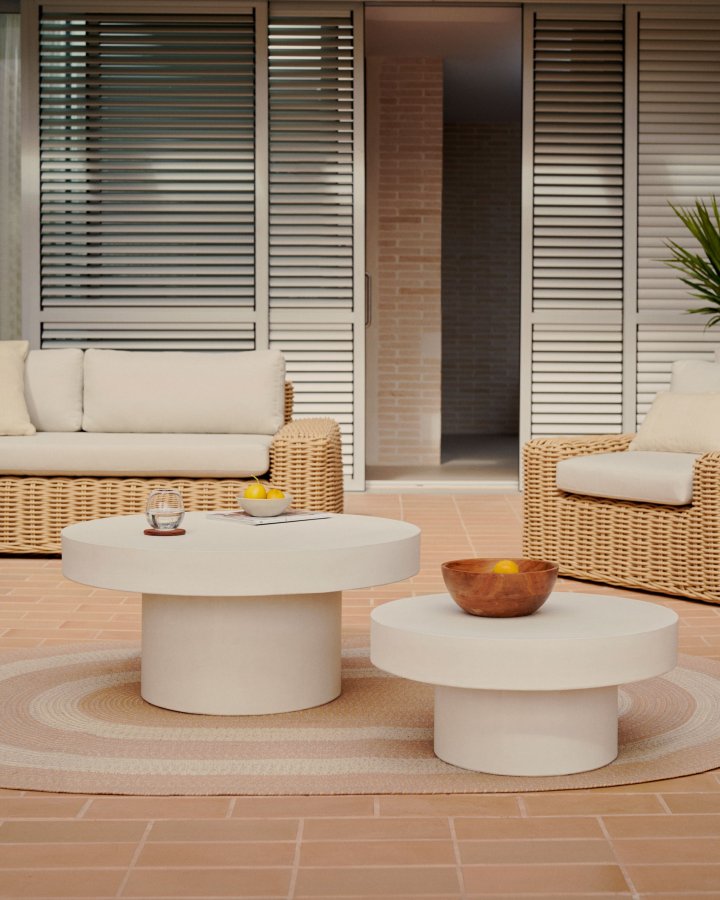 KAVE HOME Aiguablava sofabord, rund - hvid cement (66)