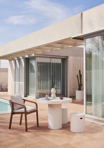 KAVE HOME Aiguablava spisebord, rund - hvid cement (90)