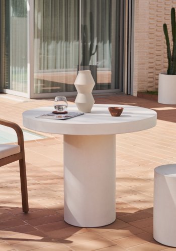KAVE HOME Aiguablava spisebord, rund - hvid cement (90)